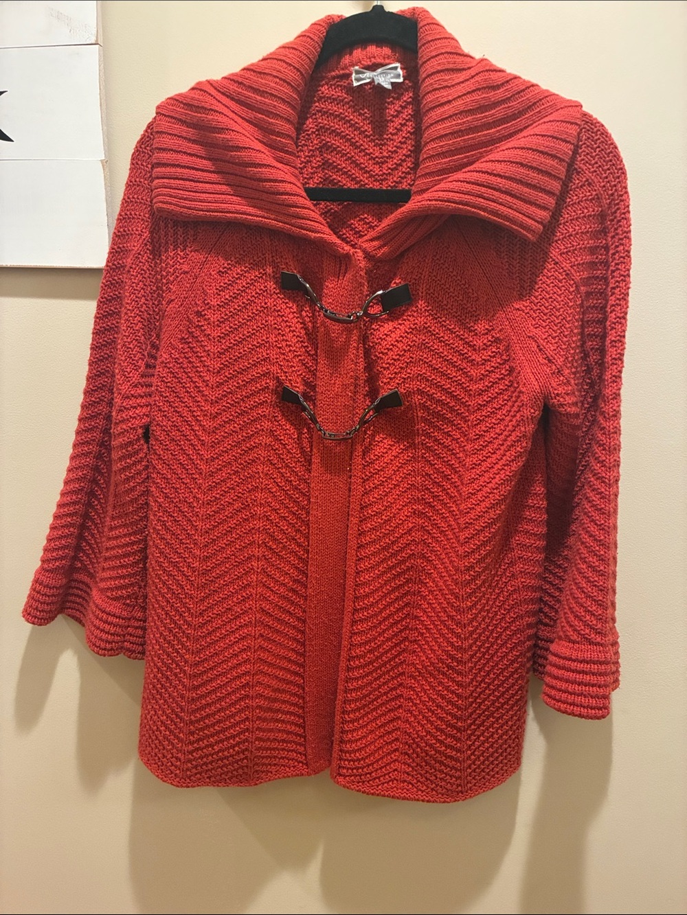 JM Collection burnt orange Shawl Collar Toggle Knit Cardigan